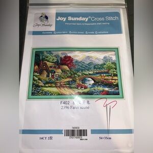 JOY SUNDAY  Cross Stitch Kit # F403. 2396 FARM SCENE.  NEW IN PACKAGE.